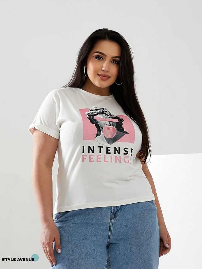 Женская футболка INTENSE цвет молочный р.52/54 433178 433178 фото
