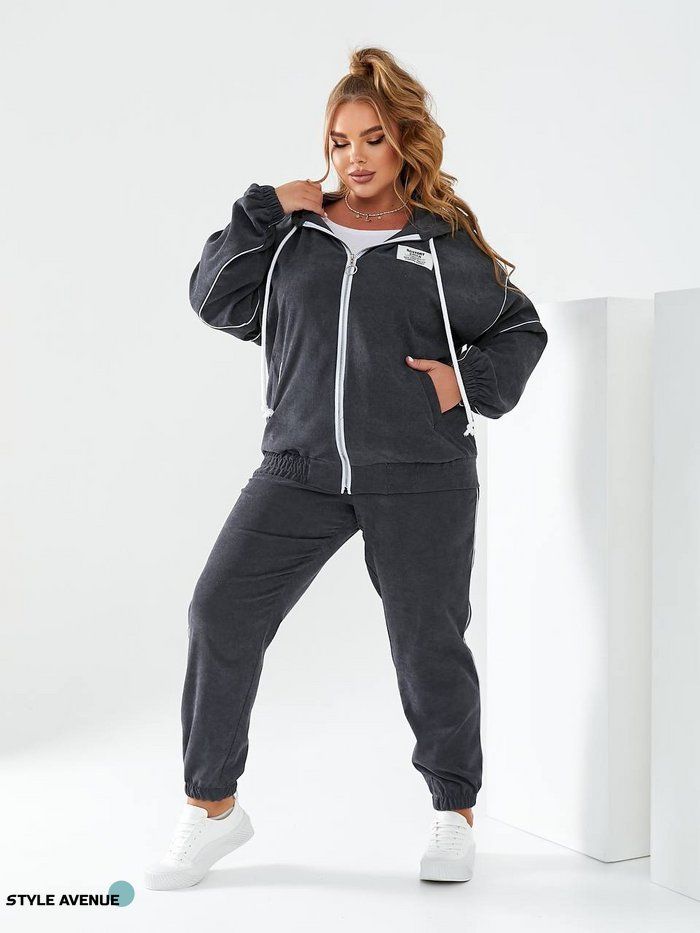 Жіночий прогулянковий костюм з вельвету колір графіт (440503) 440503 фото