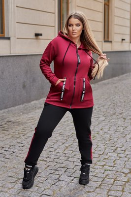 Женский спортивный костюм с капюшоном бордового цвета р.60/62 444530 444530 фото
