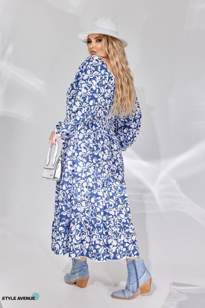 Женское свободное платье из софта цвет синий р.50/52 450393 450393 фото