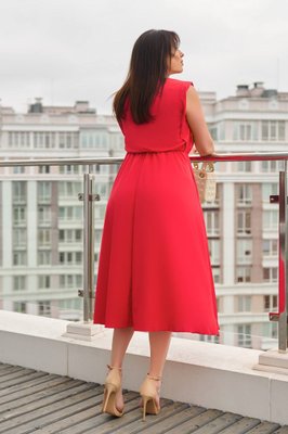 Жіноча сукня із софту міді колір червоний р.50/52 456301 456301 фото
