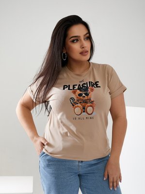 Женская футболка PLEASURE цвет бежевый р.48/50 433679 433679 фото