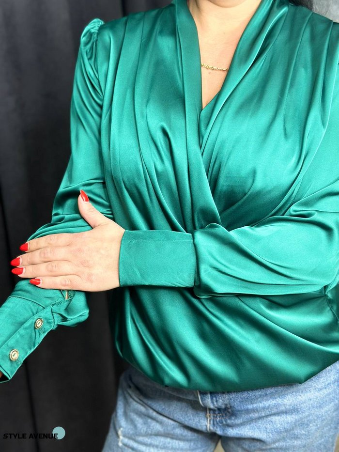 Женская рубашка из шелка армани цвет зеленый р.44/46 447692 447692 фото