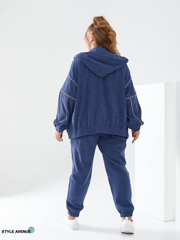 Жіночий прогулянковий костюм з вельвету колір джинс р.48/50 440505 440505 фото