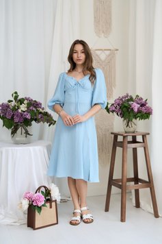 Жіноча сукня міді з мусліну колір світло-блакитний 460354 460354 фото