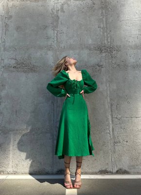 Женское платье из муслина цвет зеленый р.46/48 449202 449202 фото