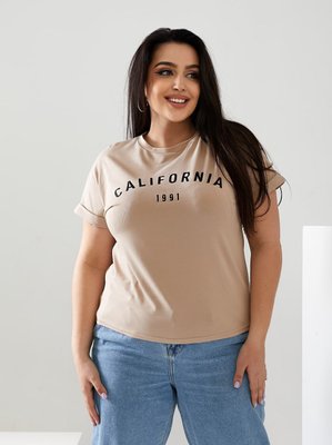 Женская футболка California цвет бежевый р.48/50 432441 432441 фото