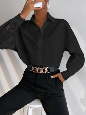 Женская рубашка из софта цвет черный р.52/54 451263 451263 фото