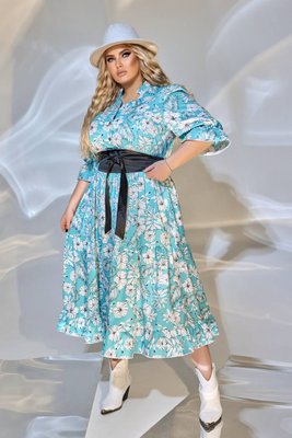 Жіноча вільна сукня із софту колір бірюза р.50/52 449675 449675 фото