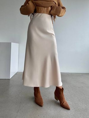 Женская шелковая юбка цвет бежевый р.42/46 449110 449110 фото