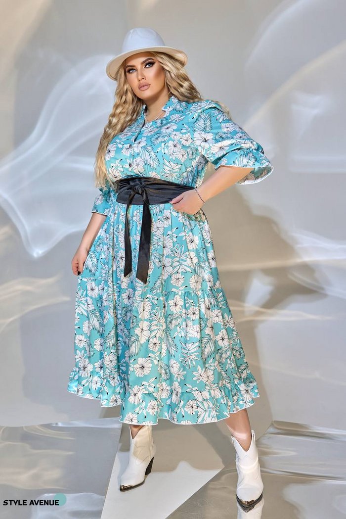 Женское свободное платье из софта цвет бирюза р.50/52 449675 449675 фото