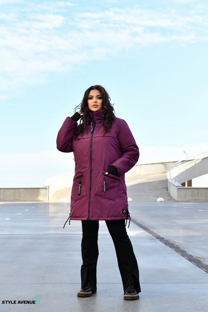 Женская куртка-пальто из плащевки цвет марсал р.52/54 445955 445955 фото