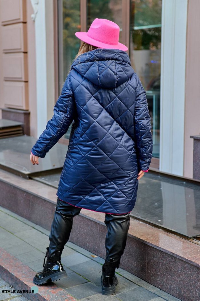 Женская двухсторонняя куртка сине малинового цвета размер 54/56 382683 382684 фото
