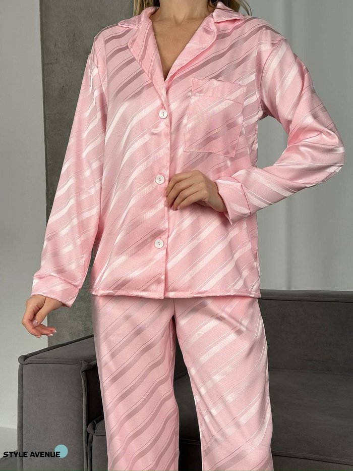 Женский домашний костюм брюки и рубашка цвет розовый р.50/52 454986 454986 фото