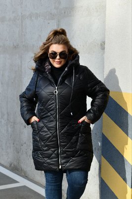 Женская теплая курточка цвет черный р.60 445902 445902 фото