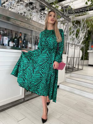 Женское платье с поясом цвет зеленый р.46/48 449282 449282 фото