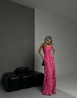 Женское макси платье из софта цвет розовый р.46/48 453162 453162 фото