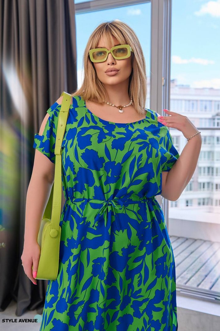Женское свободное платье из софта цвет зеленый р.50/52 454728 454728 фото