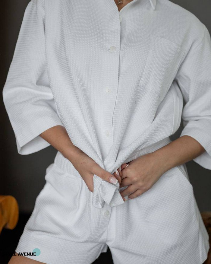Женский пижамный костюм двойка Valentina цвет белый р.M 450186 450186 фото