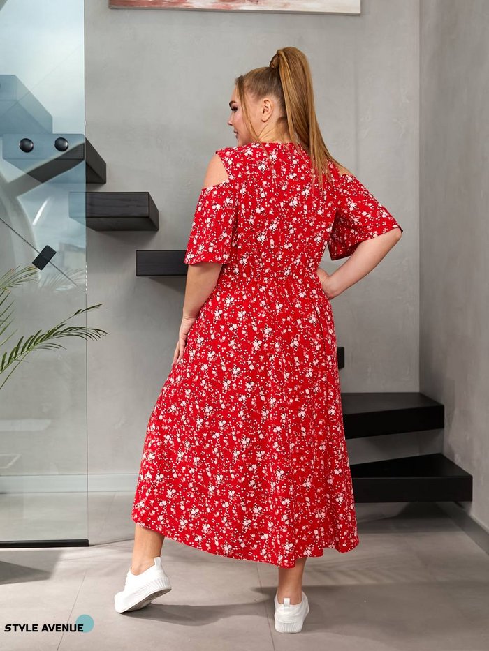 Женское длинное платье софт цвет красный р.48/50 455971 455971 фото