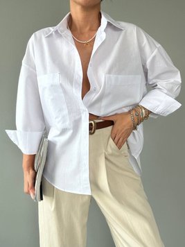 Жіноча базова сорочка з бавовни колір білий 449324 449324 фото