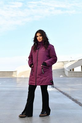 Женская куртка-пальто из плащевки цвет марсал р.56/58 445956 445956 фото