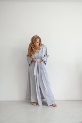 Жіночий шовковий халат Anetta колір сірий р.S/M 442614 442614 фото