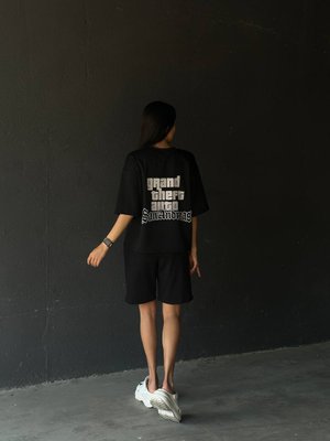 Женский костюм шорты и футболка цвет черный р.42/46 456258 456258 фото