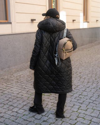 Женское зимнее пальто черное ромб размер 50/52 444886 444886 фото