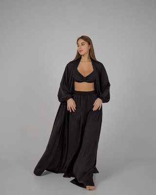 Женский пижамный костюм тройка цвет черный р.S/M 448468 448468 фото