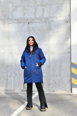 Женская куртка-пальто из плащевки цвет синий р.56/58 445962 445962 фото