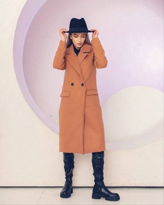 Женское пальто из кашемира цвет мокко р.50/52 448932 448932 фото