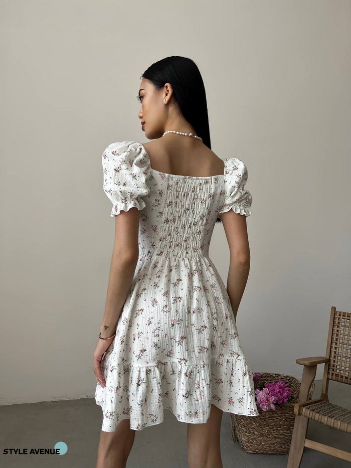 Женское платье из муслина цвет молоко-красный р.46 438106 438106 фото
