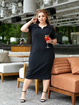 Жіноча сукня-поло міді чорного кольору 436091 436091 фото