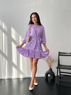 Женское платье с поясом цвет лаванда р.42/44 454111 454111 фото