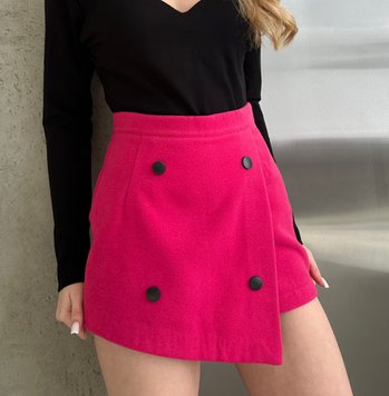 Жіноча спідниця-шорти із кашеміру колір малина 452377 452377 фото