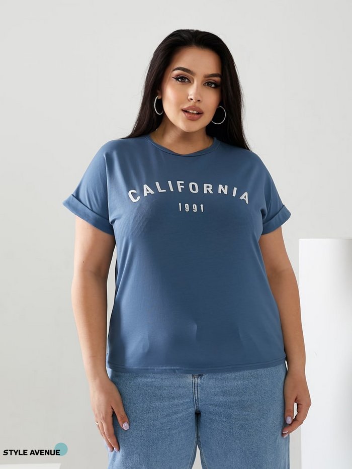 Женская футболка California цвет джинсовый р.42/46 432424 432424 фото
