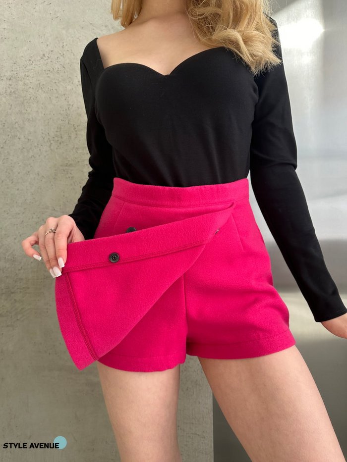 Женская юбка-шорты из кашемира цвет малина р.42/44 452377 452377 фото