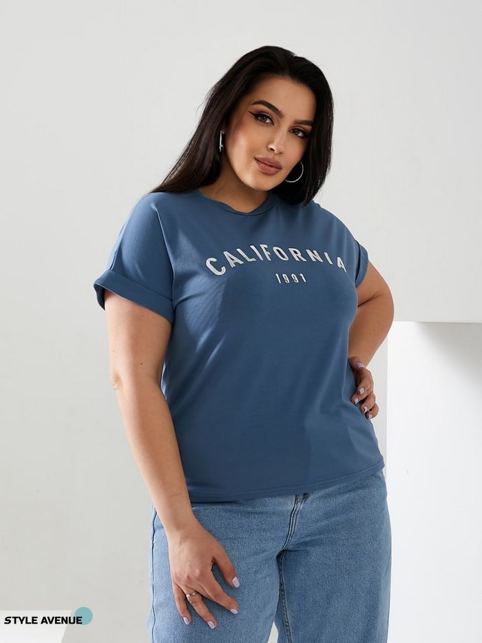 Женская футболка California цвет джинсовый р.42/46 432424 432424 фото