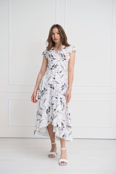 Жіноча сукня міді на запах колір білий 460350 460350 фото