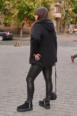 Женская шуба из эко меха(барашек) цвет черный р.56/58 445878 445878 фото