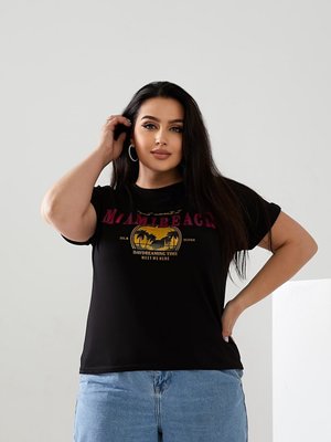 Женская футболка MIAMI цвет черный р.52/54 433169 433169 фото