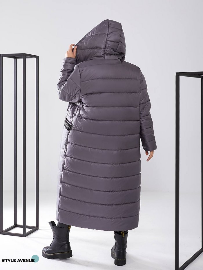 Женская куртка-пальто из плащевки цвет графит р.48/50 448426 448426 фото