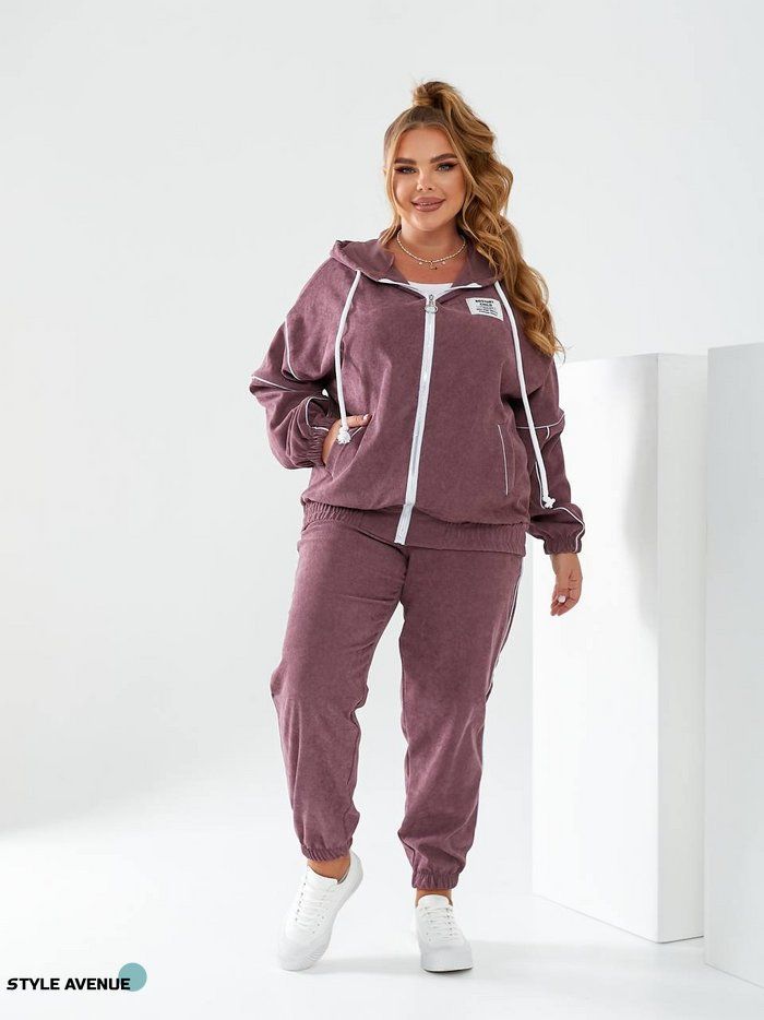 Жіночий прогулянковий костюм з вельвету колір фрез (440507) 440507 фото