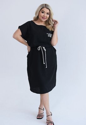 Женское платье из льна цвет черный р.60/62 459353 459353 фото