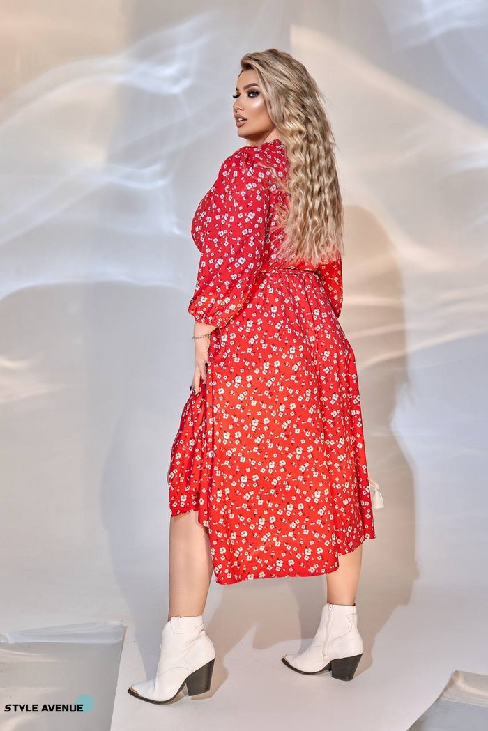 Жіноча вільна сукня із софту колір червоний р.50/52 449677 449677 фото