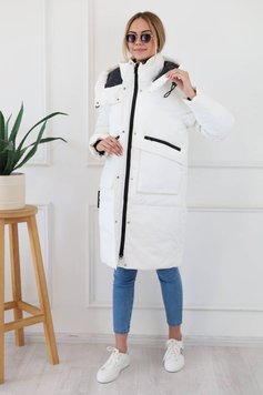 Жіноча куртка до коліна колір білий 445380 445380 фото