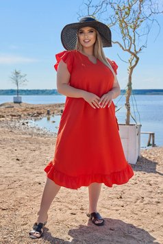 Жіноча льняна сукня міді колір апельсин 460281 460281 фото