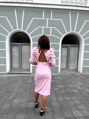 Женское платье с рукавом розового цвета р.М 385644 385644 фото