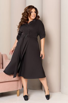 Женское платье с поясом цвет черный р.56/58 441591 441591 фото